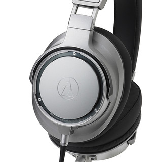 audio-technica 铁三角 ATH-SR9 耳罩式头戴式有线耳机 银色