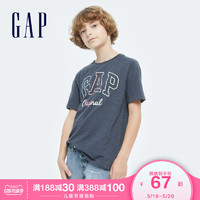 Gap 盖璞 男童彩色LOGO纯棉短袖T恤689831夏季2021新款童装宽松帅气上衣