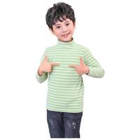 果贝猴 R0101 儿童半高领T恤 绿色条纹 120cm