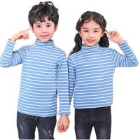 果贝猴 R0101 儿童半高领T恤 蓝色条纹 160cm