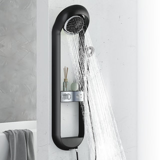 DXD 德希顿 德国德希顿淋浴屏花洒套装黑色6032置物架淋雨喷头家用洗澡淋浴器