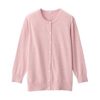 MUJI 无印良品 女士圆领针织开衫 BAD51A0S 粉红色 XL