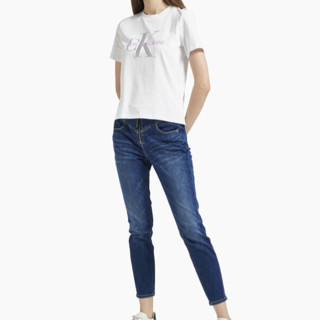Calvin Klein Jeans 卡尔文·克莱恩牛仔 女士圆领短袖T恤 J214750 白色 XS