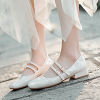 【新品首发】红蜻蜓2021女鞋复古玛丽珍鞋舒适两穿浅口女单鞋 36 米色