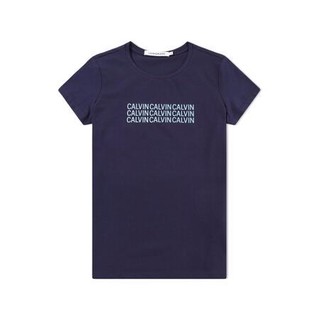 Calvin Klein Jeans 卡尔文·克莱恩牛仔 女士圆领短袖T恤 J211325 藏青色 L