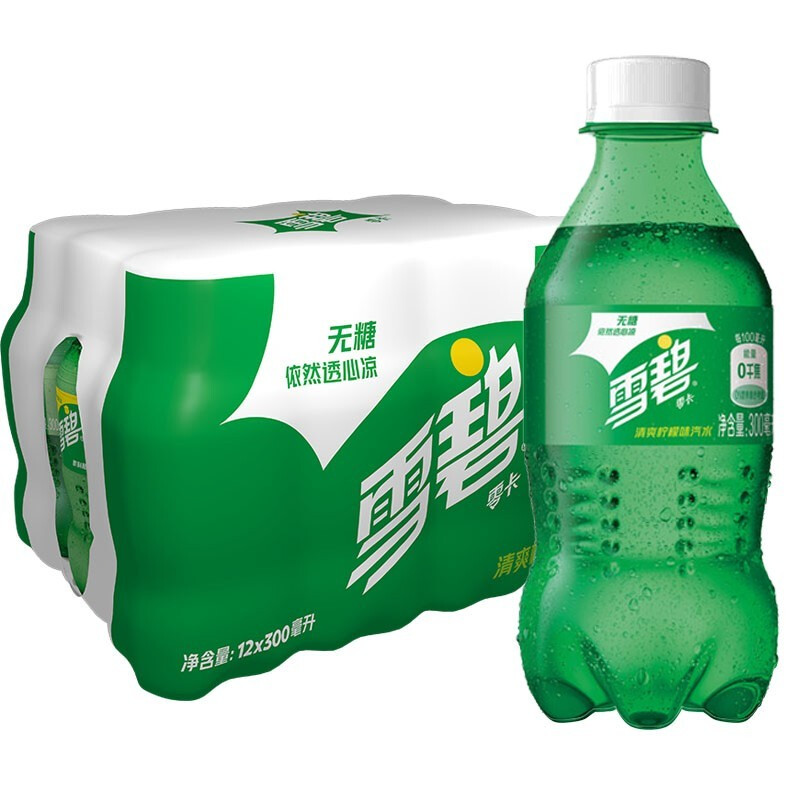 sprite 雪碧 零卡无糖汽水 柠檬味 300ml*12瓶