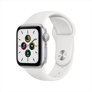 Apple 苹果 Watch SE 智能手表 40mm GPS版 银色铝金属表壳 白色运动型表带（心率、GPS、扬声器）