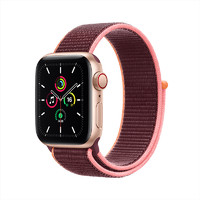 Apple 苹果 Watch SE 智能手表 40mm GPS+蜂窝版 金色铝金属表壳 梅子色回环式表带 (GPS、心率、扬声器)