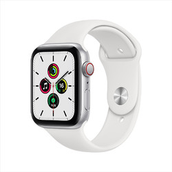 Apple 苹果 Watch SE 智能手表 GPS+蜂窝款 44毫米银色铝金属表壳 白色运动型表带MYEV2CH/A