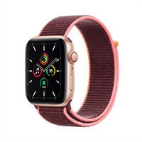 Apple 苹果 Watch SE 智能手表 44mm GPS+蜂窝版 金色铝金属表壳 梅子色回环式表带（心率、GPS、扬声器）