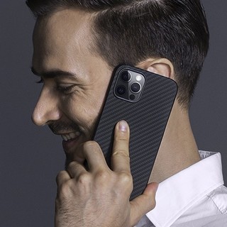 PITAKA iPhone12 Pro Max 碳纤维手机壳 黑灰斜纹
