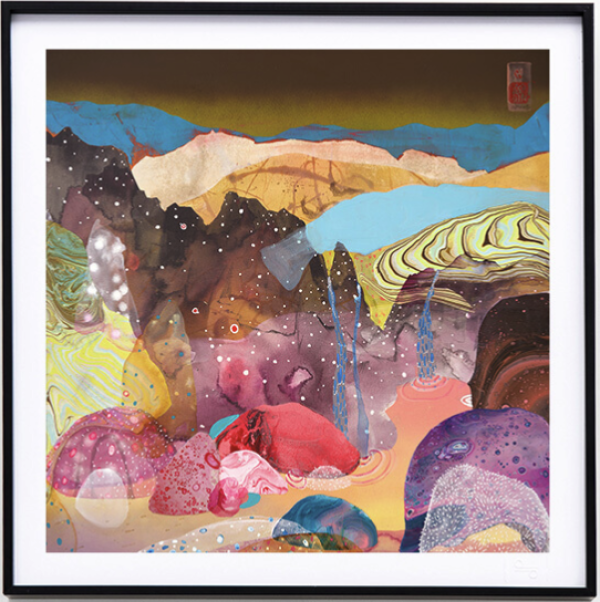 amandakrantz创意版画山川明丽黑色铝框362362mm轻奢装饰画壁画