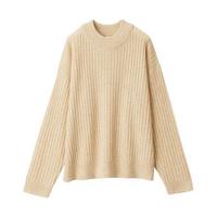 無印良品  無印良品 MUJI 女士高圆领毛衣 W9AA023 燕麦色 L