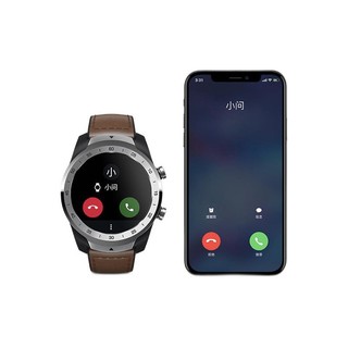 TicWatch Pro 4G智能手表 45mm 流光银表盘 棕色皮革表带（GPS、NFC）