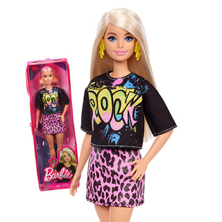 Barbie 芭比 女孩礼物小公主洋娃娃换装娃娃-芭比娃娃时尚达人之摇滚T恤少女