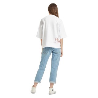 Calvin Klein Jeans 卡尔文·克莱恩牛仔 情侣系列 女士圆领短袖T恤 J215176 白色 M