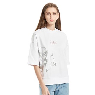 Calvin Klein Jeans 卡尔文·克莱恩牛仔 情侣系列 女士圆领短袖T恤 J215176 白色 M