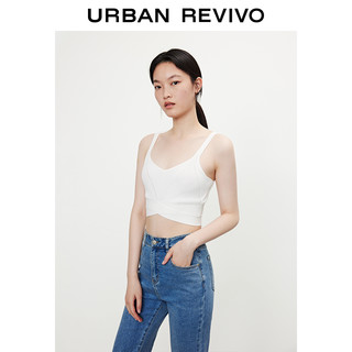 URBAN REVIVO UR2021春夏新品青春女装慵懒简约时尚吊带毛织背心YV19S9AN2000 本白 M