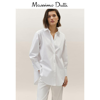Massimo Dutti女装 商场同款 宽松棉质府绸女士休闲上衣罩衫 05151516250 白色 XS (165/84A)