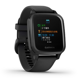 GARMIN 佳明 Venu Sq 音乐版 智能手表 40.6mm 黑色阳极氧化铝表圈 暗夜黑表带（GPS、血氧、NFC）