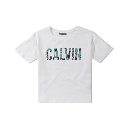 Calvin Klein Jeans 卡尔文·克莱恩牛仔 女士圆领短袖T恤 J207091 白色绿底印花 S
