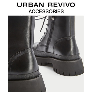 URBAN REVIVO2021夏季新品女士配件系带防滑马丁靴AW13TS2X2000 正黑 38