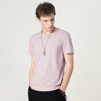 2021夏季新款潮流休闲半袖上衣纯色打底衫短袖男式t恤 L 粉色
