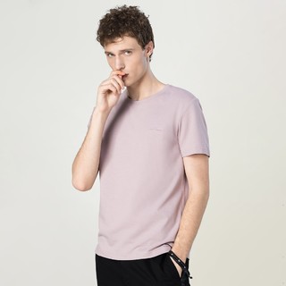 2021夏季新款潮流休闲半袖上衣纯色打底衫短袖男式t恤 M 粉色