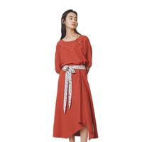 INMAN 茵曼 女士圆领短袖衬衫 1892013584 砖红 L