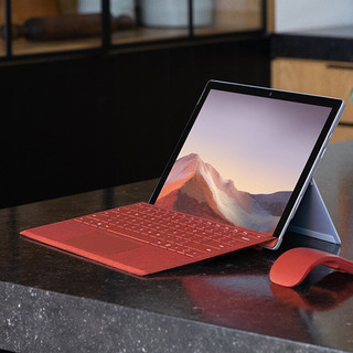 Microsoft 微软 Surface Pro 7 12.3英寸 Windows 10 平板电脑+波比红键盘(2736*1824dpi、酷睿i5-1035G4、8GB、128GB SSD、WiFi版、亮铂金、VDV-00009)