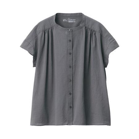 無印良品  無印良品 MUJI 女士短袖衬衫 BCA06A0S 中灰色 M-L