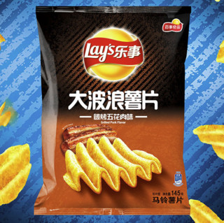 Lay's 乐事 大波浪 马铃薯片 碳烤五花肉味 145g