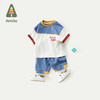 Amila 啊咪啦童装男童运动套装2021新款儿童夏装男宝宝短袖两件套 蓝色 100cm