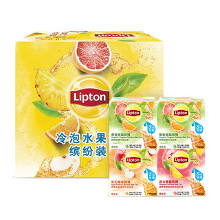 Lipton 立顿 冷泡茶 0糖0脂肪 菠萝苹果西柚3口味水果茶包组合 茶叶礼盒 独立三角包红茶袋泡茶包28包 70g
