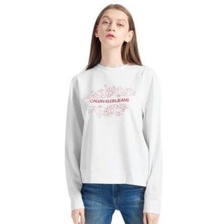 Calvin Klein Jeans 卡尔文·克莱恩牛仔 女士圆领长袖T恤 J215017 白色 S