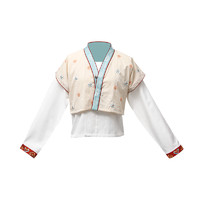 七月夕 唐制汉服 西藏 女士内层短衫褙子 HF20QCJS006 走秀款 白色+米色 S