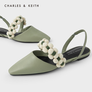 CHARLES＆KEITH2021夏新品CK1-70900276绊带平底凉鞋