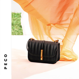 PECO独立设计819 KB系列真皮链条绗缝大号方包翻盖斜跨单肩轻奢女