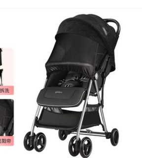 qborn婴儿手推车可坐可躺超轻便折叠宝宝新生儿童高景观夏季简易 典雅黑