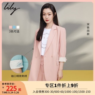 LILY2021夏新款女装刺绣西装小外套休闲短裤套装