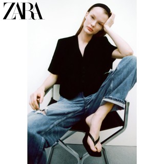 ZARA 新款 女装 亚洲限定 无翻领短款休闲西装外套 02761066800