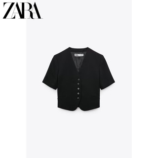 ZARA 新款 女装 亚洲限定 无翻领短款休闲西装外套 02761066800