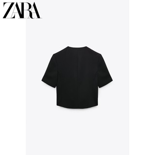 ZARA 新款 女装 亚洲限定 无翻领短款休闲西装外套 02761066800