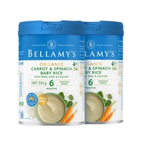 BELLAMY'S 贝拉米 有机高铁米粉 国行版 2段 胡萝卜菠菜味 225g*2罐