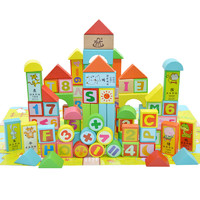 QZM 巧之木 拼装木质玩具生日礼物 数字字母生肖积木(100粒+60片拼图)袋装