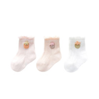 CHANSSON 馨颂 U058F 婴儿袜子 3双装 粉色白色 0-6个月