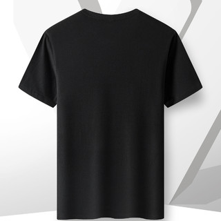 【纯棉透气】夏季新品男款时尚字母印花上衣亲肤男士圆领短袖T恤 3XL 黑色