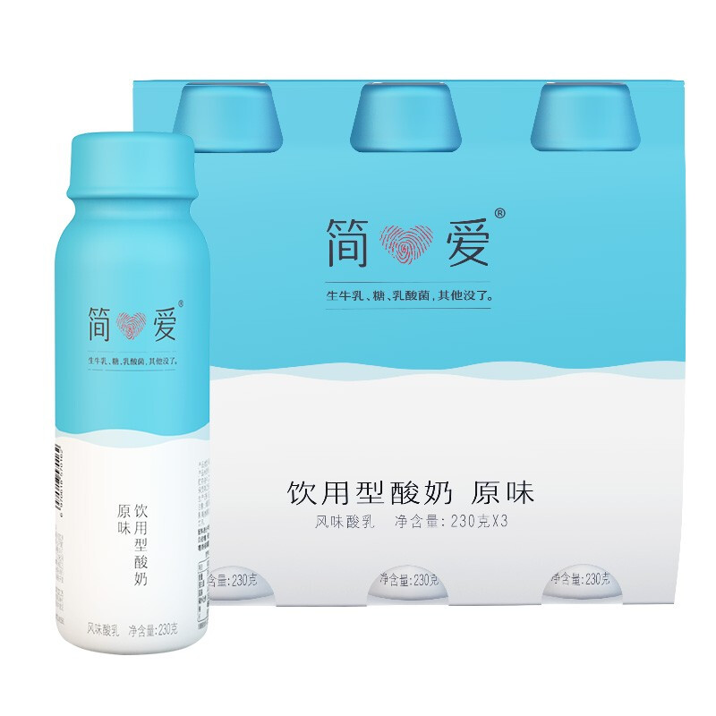生鲜五折凑单:simplelove 简爱 风味发酵乳 230g*3瓶