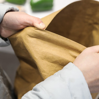 万月 大容量加厚耐磨收纳袋环保牛皮纸收纳袋购物袋家用生活纸袋 卡其色小号