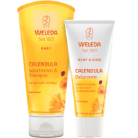 WELEDA 维蕾德 金盏花系列 婴儿护肤套装 洗发沐浴露200ml+护臀膏75ml